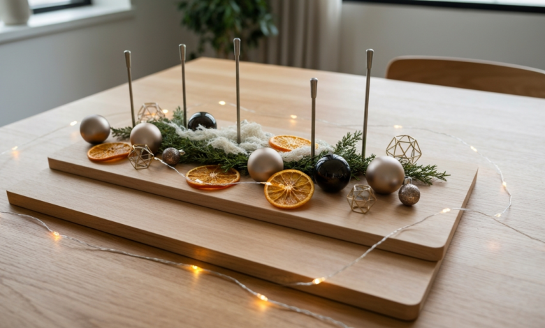Adventskranz modern auf dem Tablett: Stilvolle DIY-Ideen