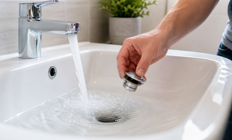 Abfluss am Waschbecken prüfen