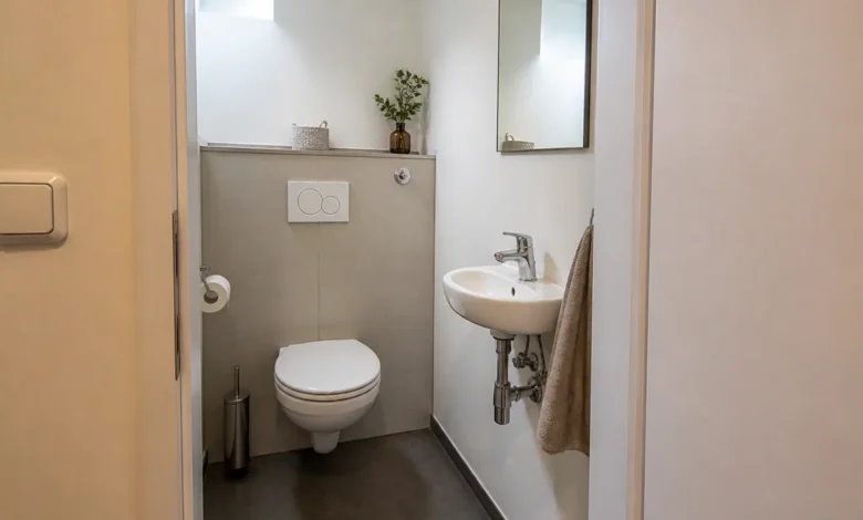 Gäste-WC unter 2 m² – kompakter Grundriss mit WC und kleinem Handwaschbecken