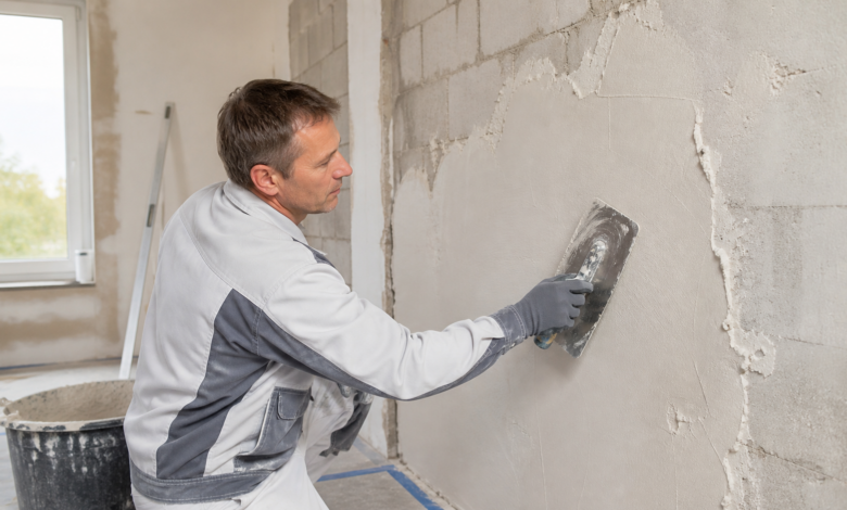 Gipsputz fachgerecht auf einer vorbereiteten Innenwand verarbeiten