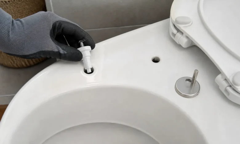 WC-Sitz von oben befestigen – Top-Fix-Anker wird in einem Blindloch der Keramik montiert